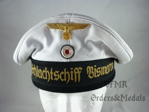 Kriegsmarine Tellermütze für Mannschaften (Schlachtschiff Bismarck)