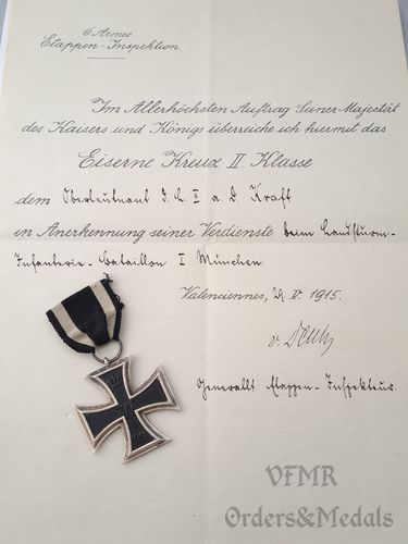 Cruz de Ferro de 2ª Classe com documento