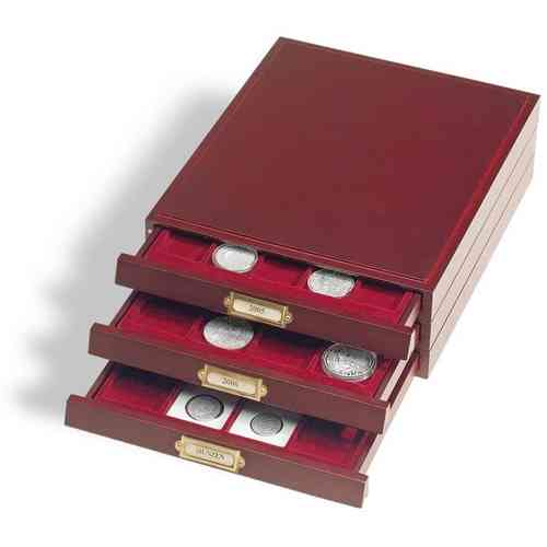 Caja apilable de madera para monedas
