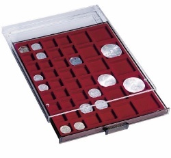 Münzboxen mit eckigen Einteilungen (Rauchfarben)