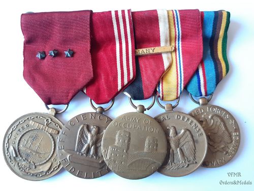Germany occupation medal bar with 5 medals, US Navy