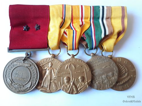 Орденская колодка из 5 медалей, 2-я мировая война, военно-морской флот США
