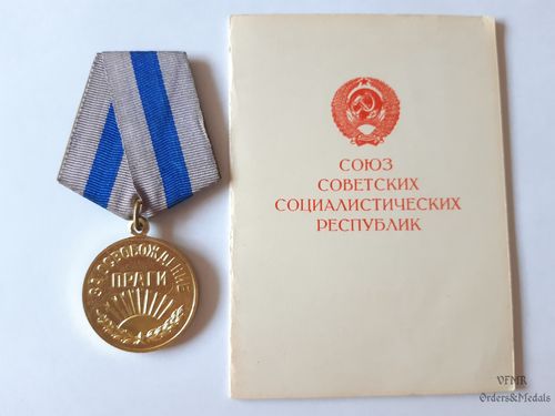 Liberation of Prague medal, with doc, 3rd var