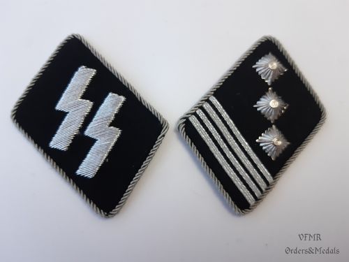 Waffen SS Paar Kragenspiegel für SS-Hauptsturmführer