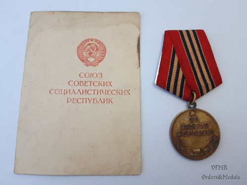 Médaille pour la capture de Berlin avec document