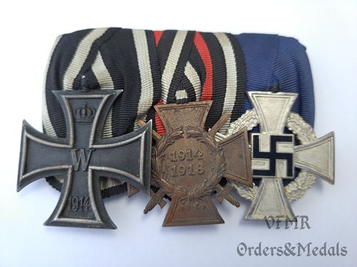 Barrette de 3 décorations de la Première Guerre mondiale