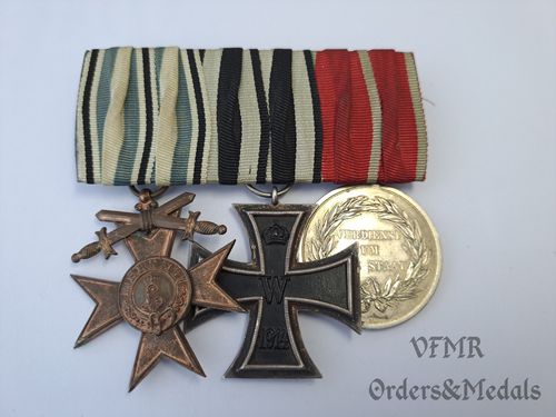 Barrette de 3 décorations de la première guerre mondiale